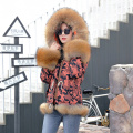 New Women's Real Fur Parka Natural Raccoon Fur Collar Cuff Winter Thick Warm Real Fur Down Coat Hooded Bomber Jacket S7901