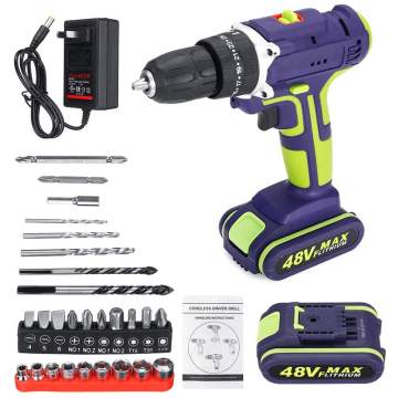 28Pcs/Set Upgrad 21V 3 In 1 Hammer Drill Cordless Double Speed Power Drills 50Nm 25+1 Torque LED Lighting Large Capacity Battery