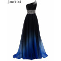 JaneVini Rainbow Shadow Gradient Prom Dresses Long Ombre Beaded Women Party Dress Evening Gowns robe grande taille femme 2020