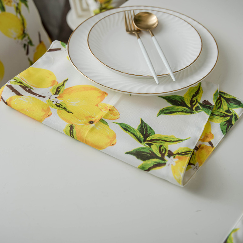 Free Shipping Yellow Lemons Polyester Placemat Kitchen Accessories Mat Pads For Dining Table Mantel Individual Salvamanteles