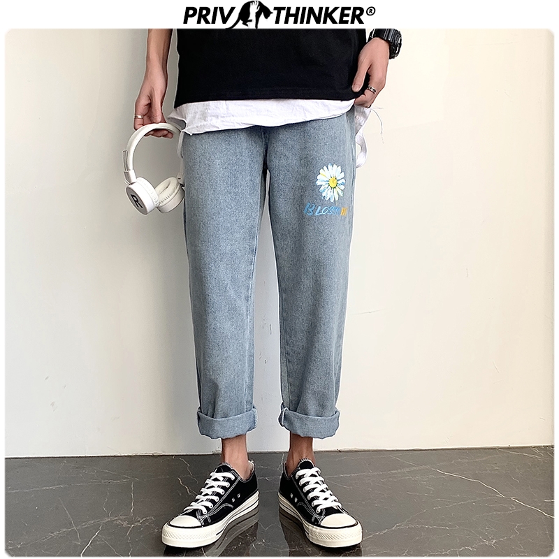 Privathinker Print Vintage Harem Pants Men's Jeans 2020 Spring Fashion Jeans Pants Man Casual Denim Harem Pants Bottoms Clothes
