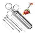 Stainless Steel Food Flavor Seasoning BBQ Brine Injectors with 3 Needles for Chicken Pork Baking Cooking