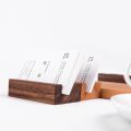 Black Walnut Beech Wood Business Card Holder Office Desk Wooden Photo Stand Name Memo Clips Organizer Storage Dinner Party Decor