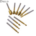 DRELD 10pcs HSS Wood Router Bits Burr File Grinding Engraving Milling Cutter For Dremel Rotary Tool 3mm Shank Woodwoking Tools