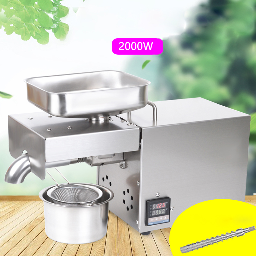 2000W Stainless Steel Electric Cold Oil Presser Household Home Use Mini Oil Press Machine Peanut/Olive/Rapeseed/Sesame Oil Maker