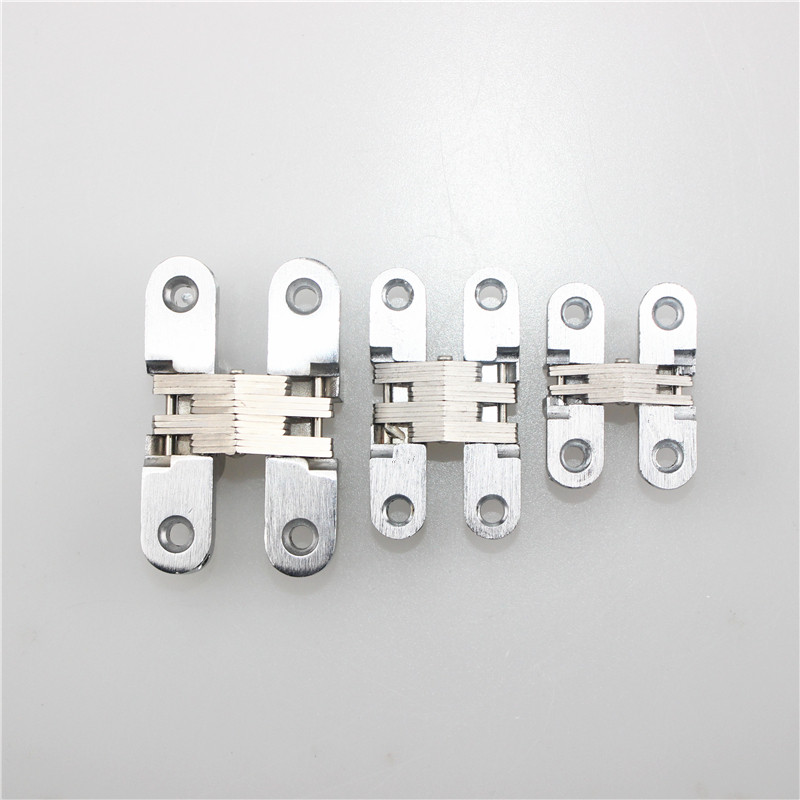 KK&FING 304 Stainless Steel Zinc Alloy Hidden Hinges Invisible Concealed Folding Door Hinge With Screw For Furniture Hardware