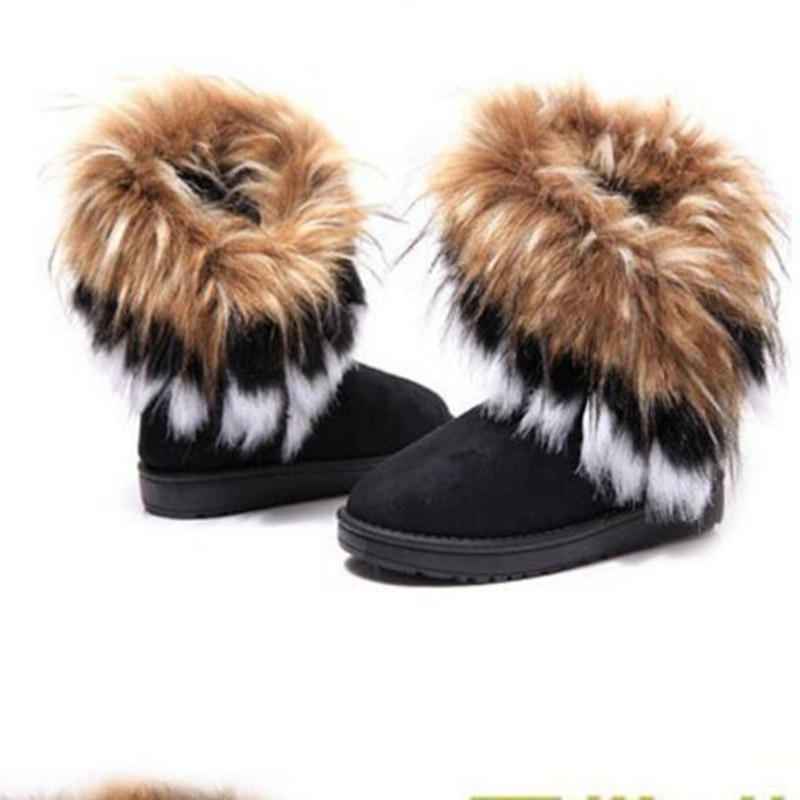 Fashion Women's Boots Winter New Snow Boots in The Tube imitation Fox Hair Ladies Cotton Boots Comfortable Warm Women's Boots