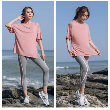 Plus Size M-4XL Women Yoga Sets Sportswear Loose Mesh Breathable 2PCS Suits Tracksuits For Female Gym Workout Running Clothing
