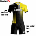Yellow and Black Soccer Wear Size 3XL Boy Men Club Football Shirt