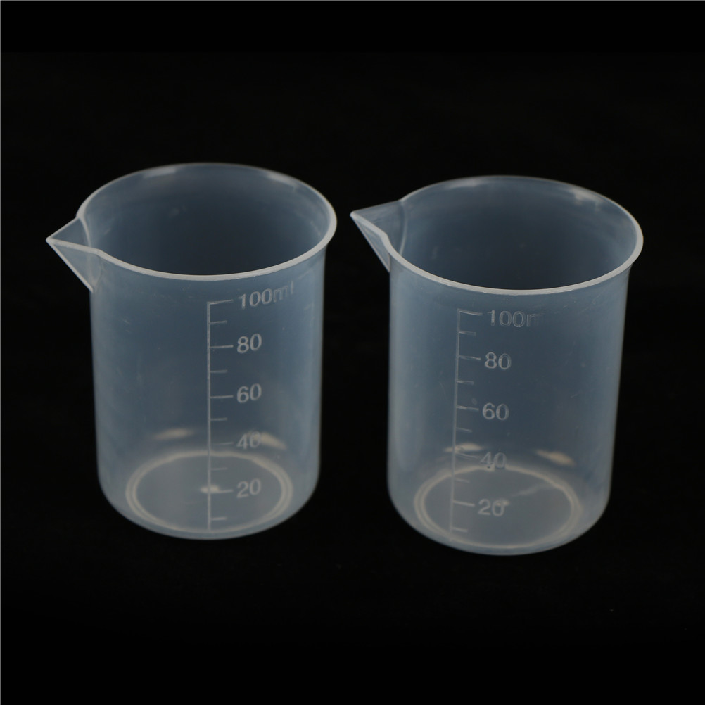 2PCS 100mL plastic transparent Beaker Set Graduated Borosilicate Glass Beaker School Laboratory Study Supplies