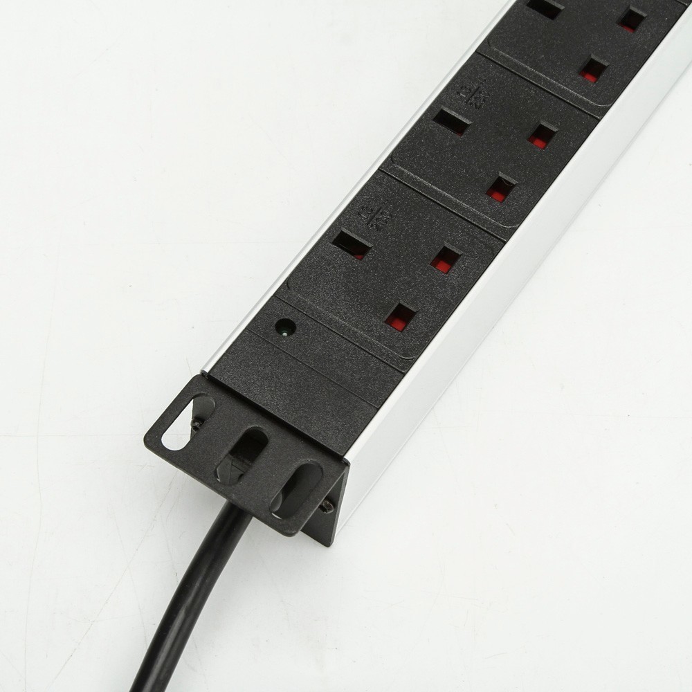 19in 1U 8 Units British PDU Power Strip Indicator Network Cabinet Rack Sockets Standard Outlet Switch Supply Power Distribution