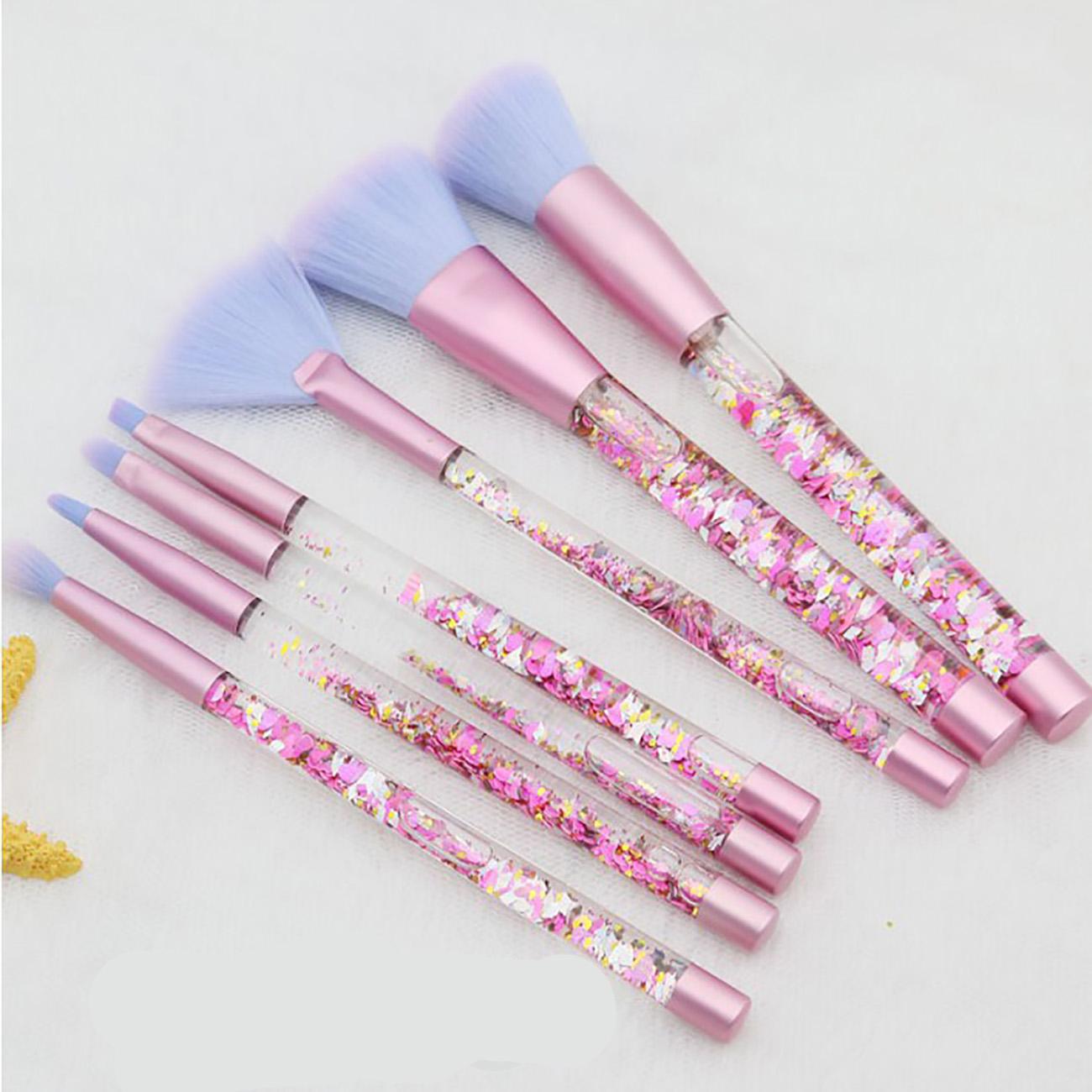 7pcs/set Crystal Makeup Brushes Set Foundation Powder Cosmetic Blush Eyeshadow Beauty Glitter Make Up Brush Tools with Bag