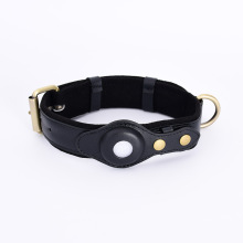 Genuine Leather GPS Tracker AirTag Dog Collar