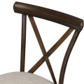 Industrial Dining Chairs Set of 2, Dark Brown Metal Chair Frame with PU Leather Upholstered Seat Off-White Coffee