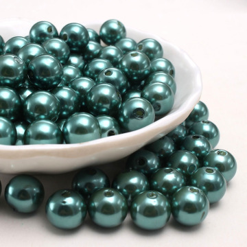 MHS.SUN A16 4MM-30MM Peahen Green ABS Plastic Imitation Pearls With Hole Round Loose Beads For Handmade Necklace Bracele Making