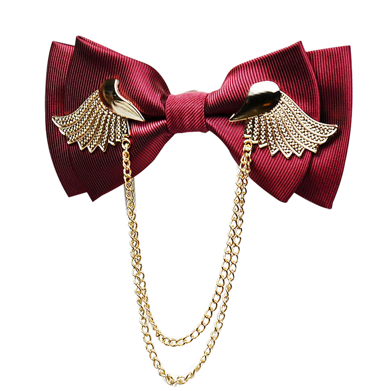 2021 New Designers Brand Metal Golden Wings Bow Tie for Men Fashion Casual Double Layer Butterfly Bowtie Party Wedding Gift Box