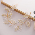 Bridal headband crystal gold leaf bridal wedding dress accessories