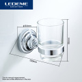 LEDEME Cup & Tumbler Holders Chrome Bathroom Accessories Wall Mounted Single Tumbler Holder With Glass Toothbrush Cups L1406