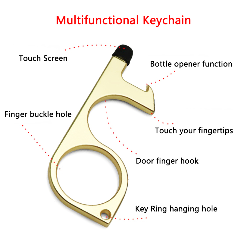NEW No Touch Key No Touch Door Opener With telescopic rope Multifunction Clean Key Chain Portable Shining Bottle Opener elevator