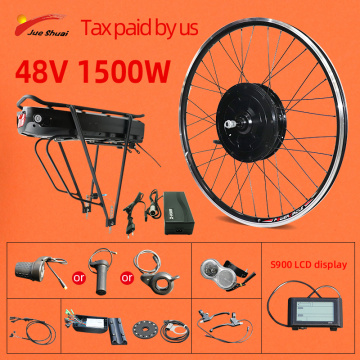 Jueshuai 48V 1500W Electric Bike Conversion Kit 48V 21AH Rack Battery 26