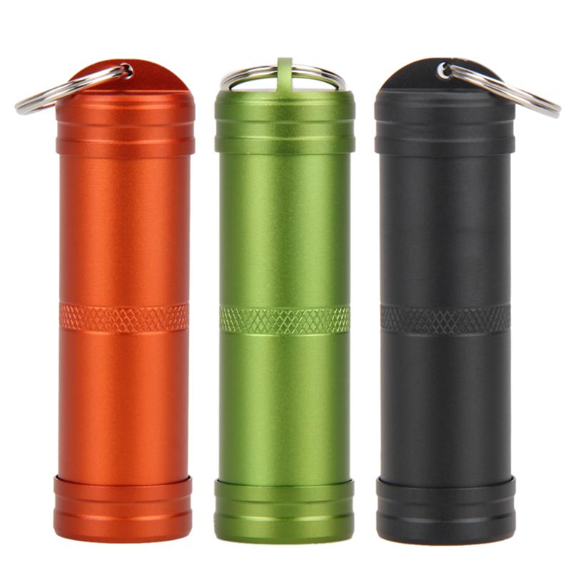 Portable Aluminum Alloy Waterproof Pill Box Container Medicine Storage Box Bottle Case Medicine Bottle with Key Ring