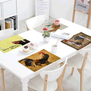 Retro Big Cock Linens Table Napkins Printed Place Mat Polyester Stamp Color 32x42cm Table Cloth Design Party Decoration