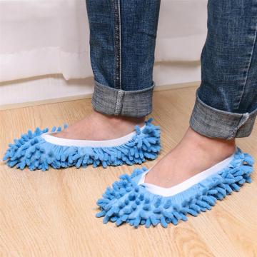 4 Pcs Microfiber Dust Mop Slippers Multi-Function Floor Cleaning Lazy Shoe Covers Dust Hair Cleaner Foot Socks Mop Caps (Blue)