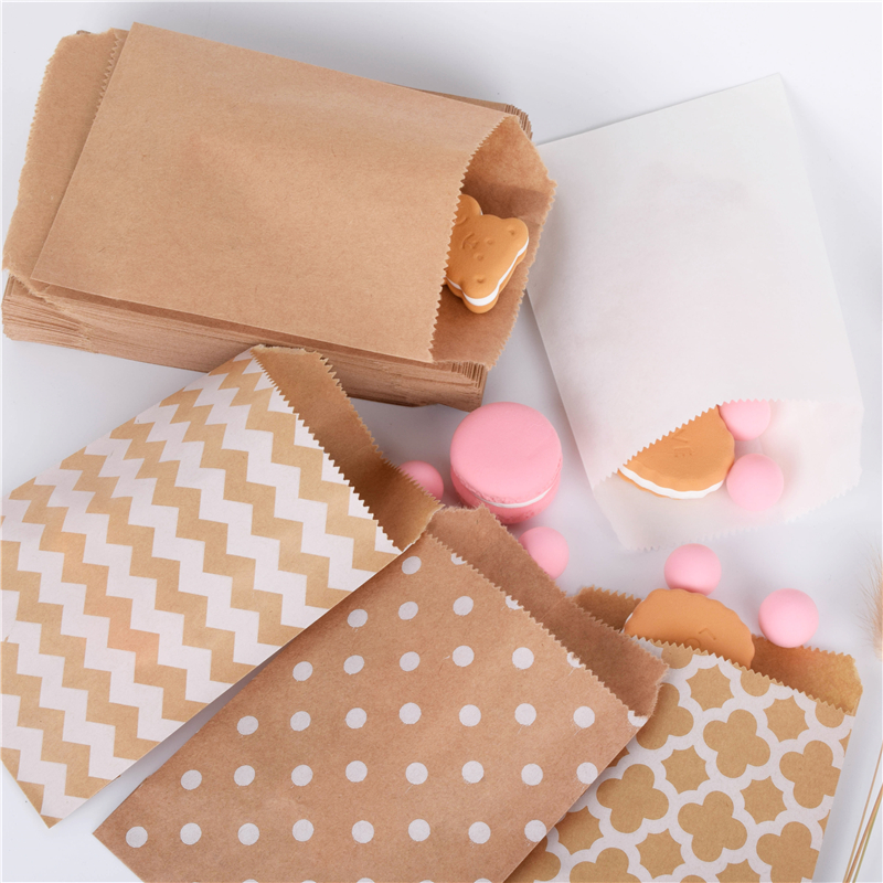 100 pcs 15*10cm Kraft Paper bags Popcorn Food Safe Printed Birthday Party Supplies eco friendly kraft promotion Candy Gift bag