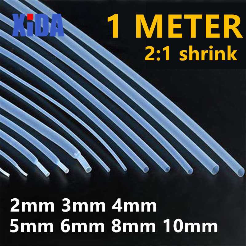 1 Meter 2:1 Transparent Clear 2mm 3mm 4mm 5mm 6mm 8mm 10mm 12mm 14mm Heat Shrink Tube Heatshrink Tubing Wire Sleeving Wrap Kits