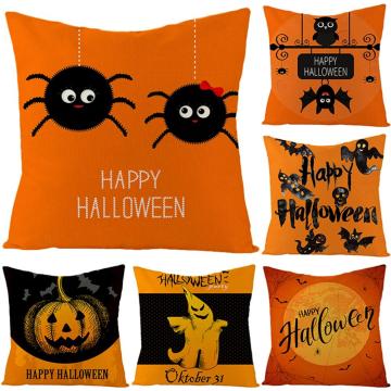 Taoup 1pc Flax 45*45cm Pumpkin Halloween Pillowcase Bat Ghost Spider Scary Hallow Party Decor Halloween 2018 Accessories Props