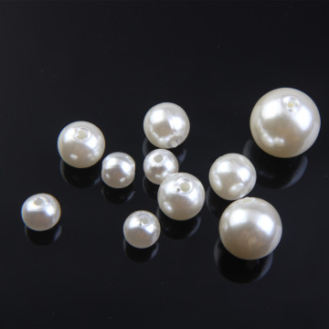 White Round Plastic Bead Imitation Pearls Loose Spacer Beads for DIY Craft Necklaces Bracelets Jewelry Making 6-12mm