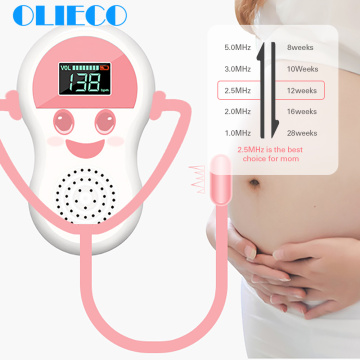 OLIECO 2.5MHz Baby Heartbeat Fetal Monitor Doppler Medical Home Pregnant Baby Stethoscope Pocket Prenatal Heart Rate Detector