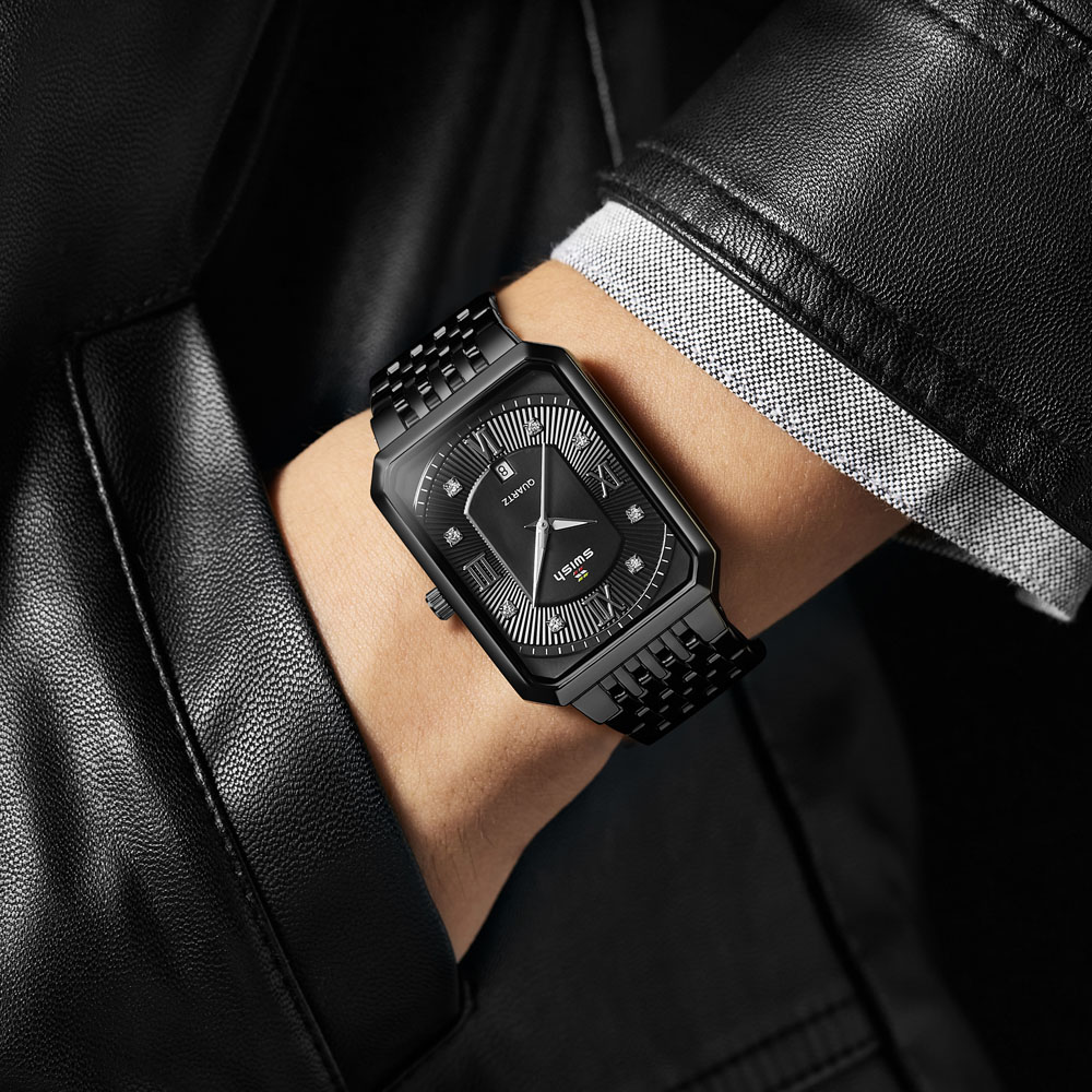 SWISH Luxury Men's Rectangle Watches Top Brand Black Business Wristwatch Waterproof Military Quartz Watch 2020 Relogio Masculino