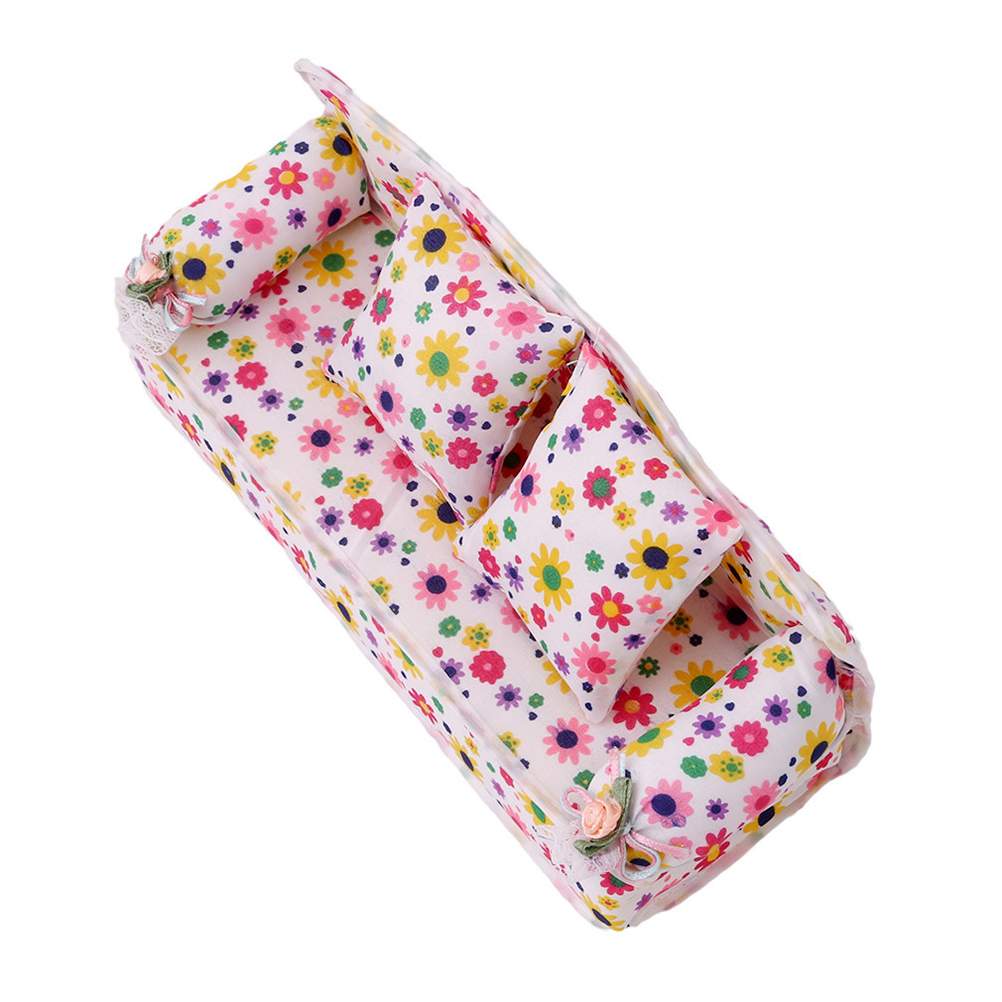 Kids Mini Flower Sofa Cloth Floral Prints Sofa Cushions Toy Dollhouse Miniature Furniture Toys For Doll Accessories Children #40