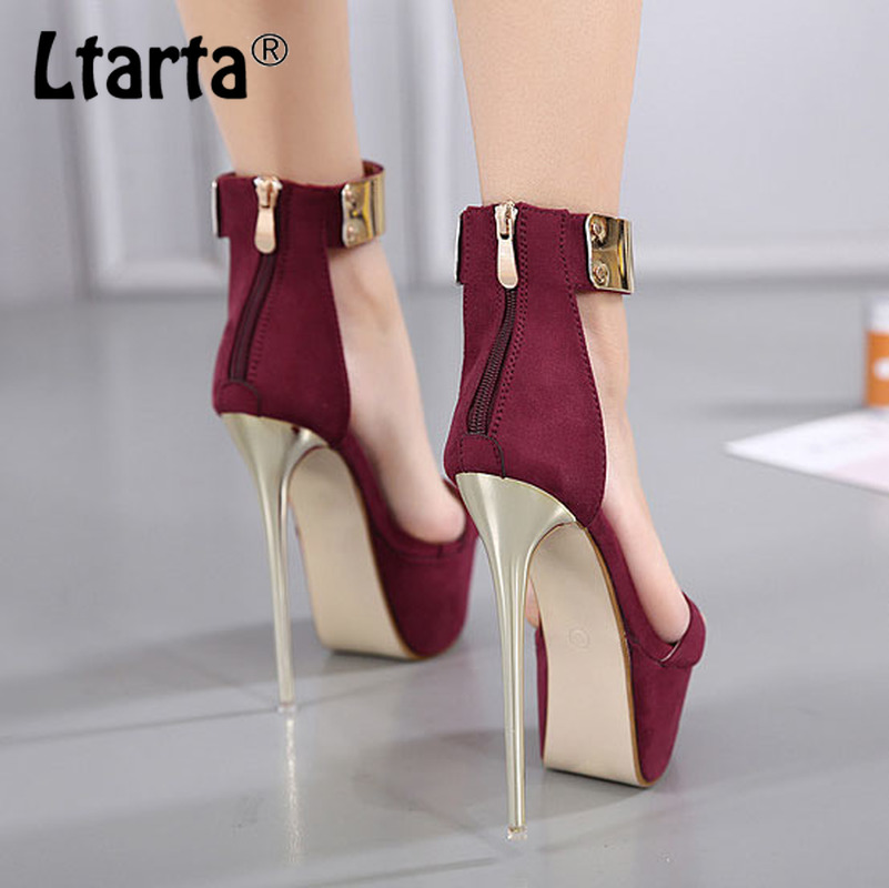 LTARTA Women Sexy Platfrom Fish Toe Sandals Classic Super High Heels Night Club Shoes Thin Heels High Heels Sandals JXQ