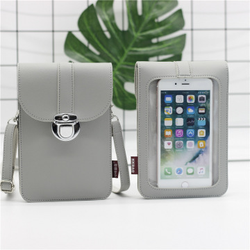 Women Touch Screen Cell phone bag transparent simple purse new cross shoulder wallet Smartphone Leather Shoulder light handbags
