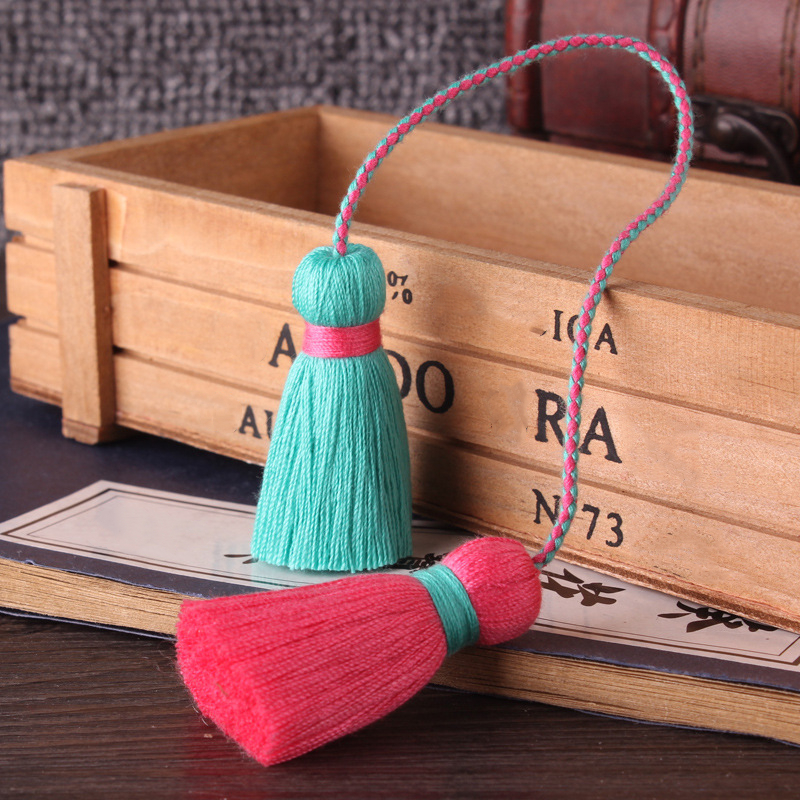 2PCS Multicolor Polyester Cotton Tassels DIY Jewelry Curtain Decorative Accessories Bag Pendant Double Color Craft Tassel Fringe