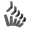 DRELD 10pcs Stainless Steel Supporting Black L-Shaped Brackets With Screws Fixing Right Angle Corners Brace Furniture Hardware