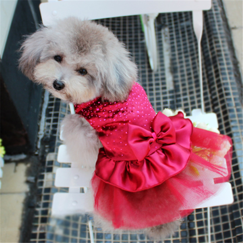 Newly Princess Dog Dresses high-luminance color Dog Clothes Bow Tutu Princess Dress Puppy Lace Skirt Wedding Party Pet Apparel