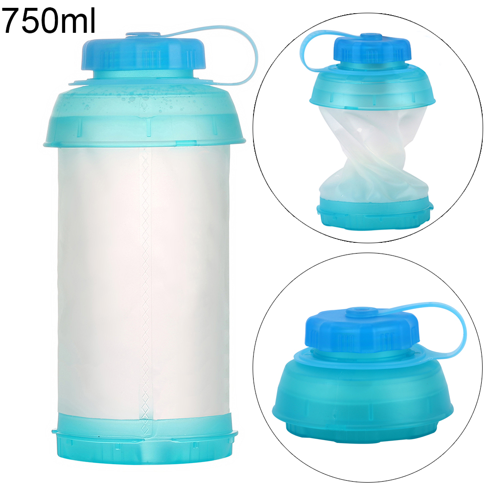Collapsible Water Bottle 750ml Reusable Foldable Lightweight Compact for Cycling Backpacking Fishing Climbing Drinking Bottle