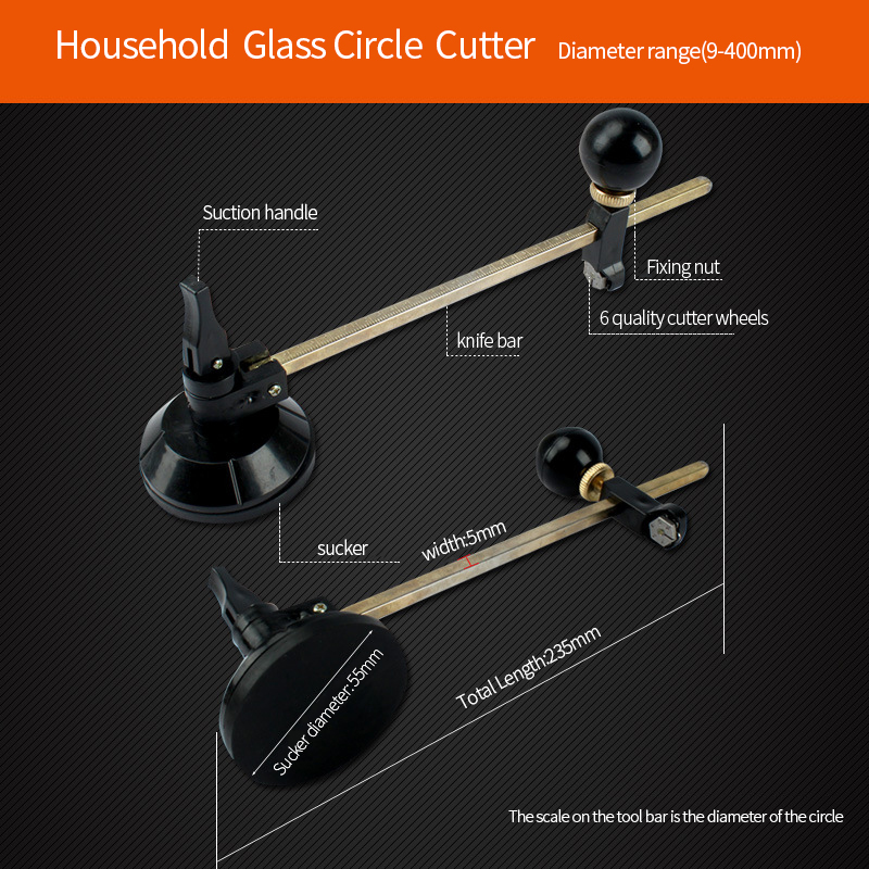 Industrial Professional and Household Glass Circle Cutter Easy Operate Window Bottle Circle Portable Tools Glass Cutter for D