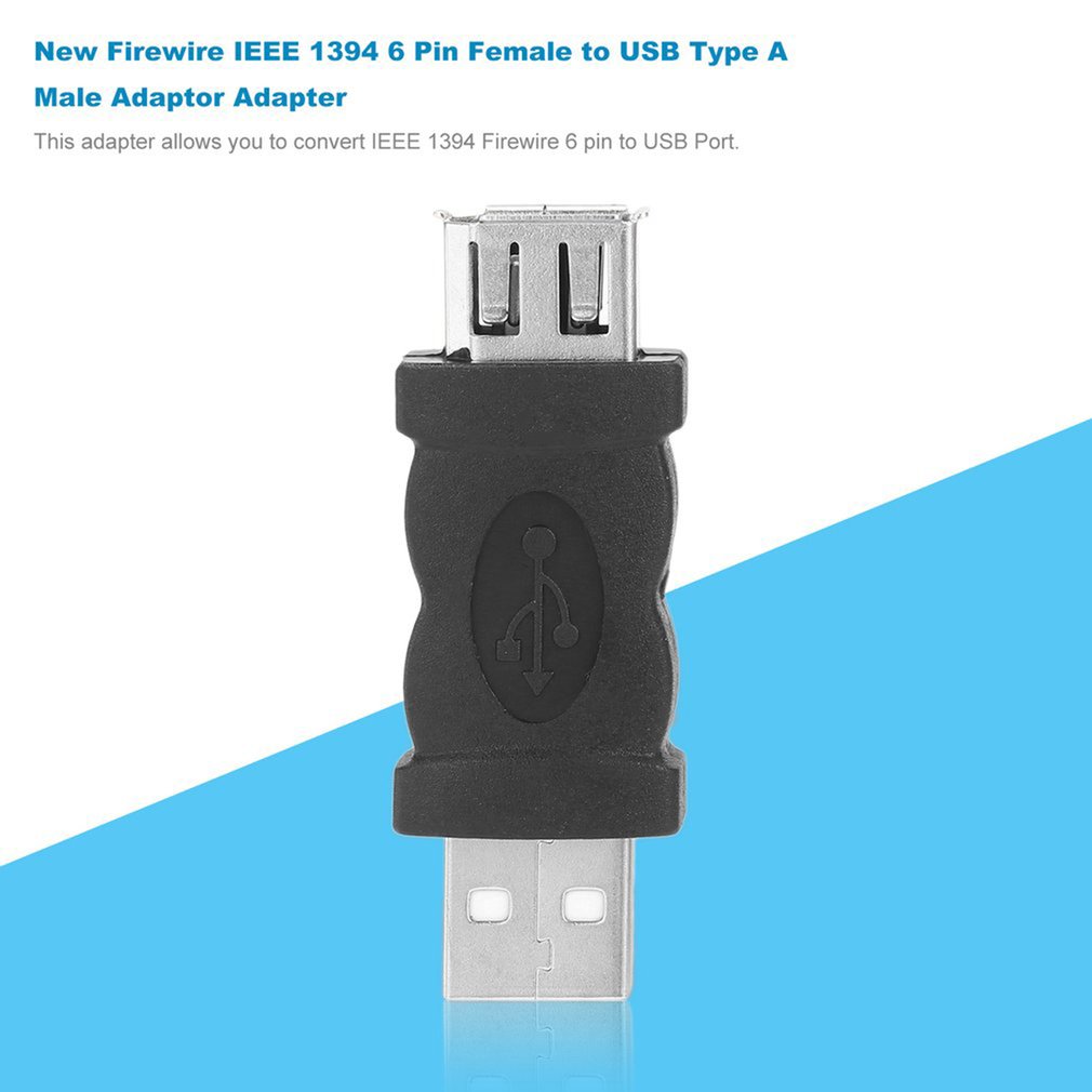 Firewire IEEE 1394 6 Pin Female to USB 2.0 Type A Male Adaptor Adapter Cameras Mobile Phones MP3 Player PDAs Black