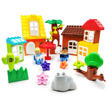 Original Big Building Blocks Bricks Tree Flower Grass Door Roof Accessory Children DIY Toys Compatible With Duplo City Set Gift