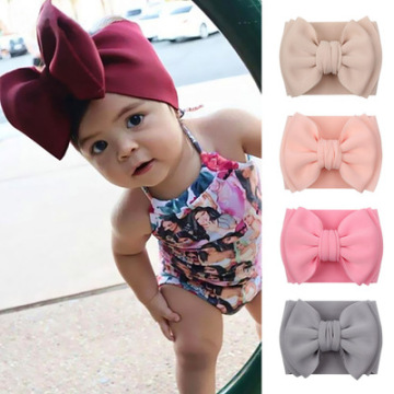 Baby Accessories Infant Baby Girl Cute Soft Bow Headband Newborn Solid Headwear Headdress Nylon Elastic Hair Band Gifts Props