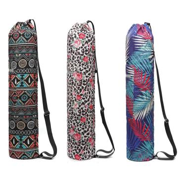 Portable Yoga Mat Bag Canvas Yoga Mat Carry Bag Drawstring Printed Gym Fitness Backpack Yoga Mat Carry Pouch Shoulder Bags