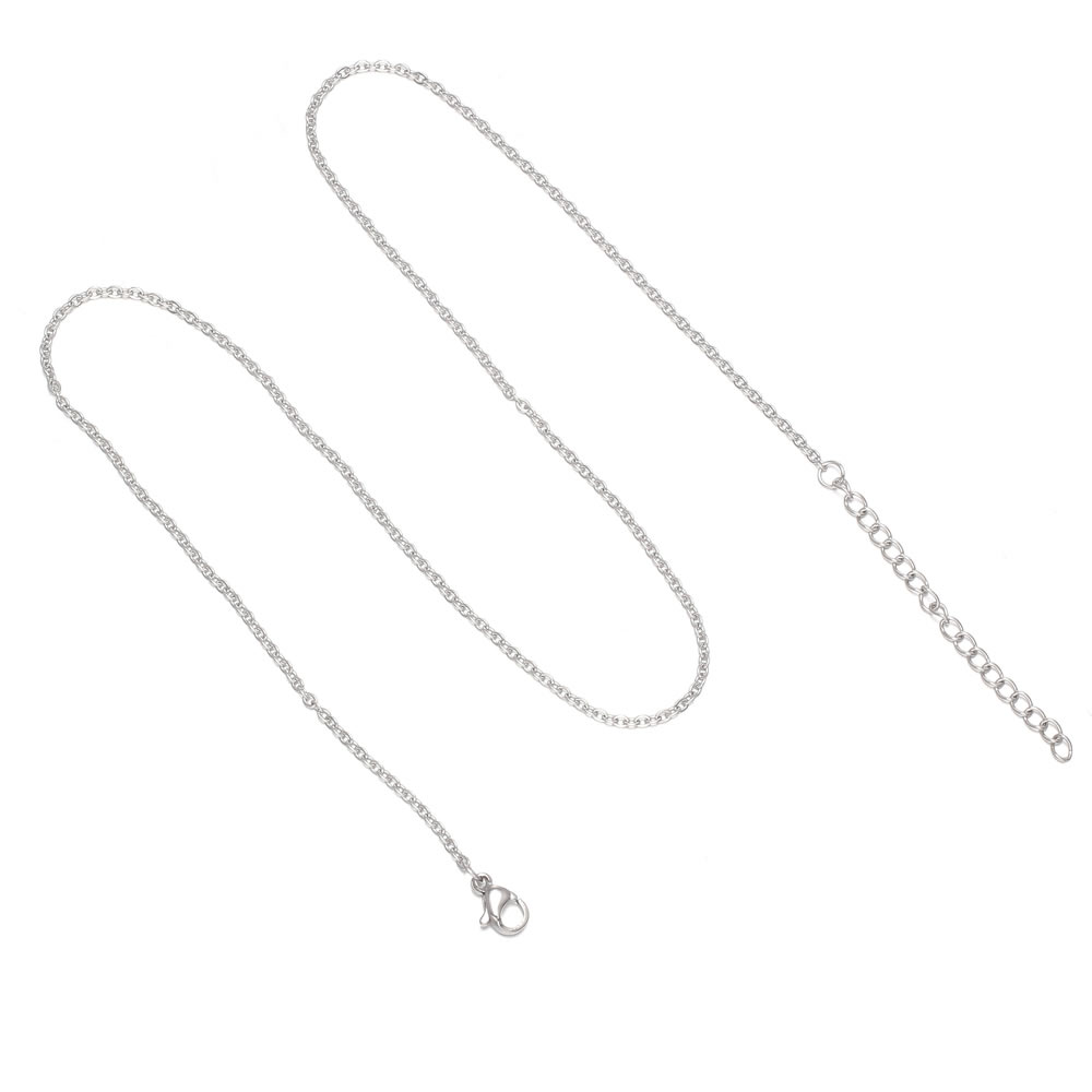 2 Strands Stainless Steel Chain Lobster Clasp for Bracelet Necklace Pendant Chain Accessories Length 45+5cm