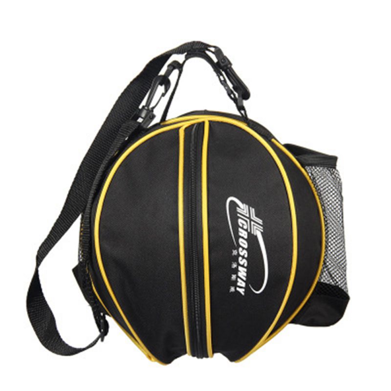 Universal Basketball Bag Football Volleyball Basketball Storage Bag Round Shape Adjustable Shoulder Strap 2 Side Mesh Pockets