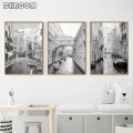Nordic Architecture Landscape Canvas Painting Venice Poster Print Black and White Photography Wall Art Picture Home Art Decor