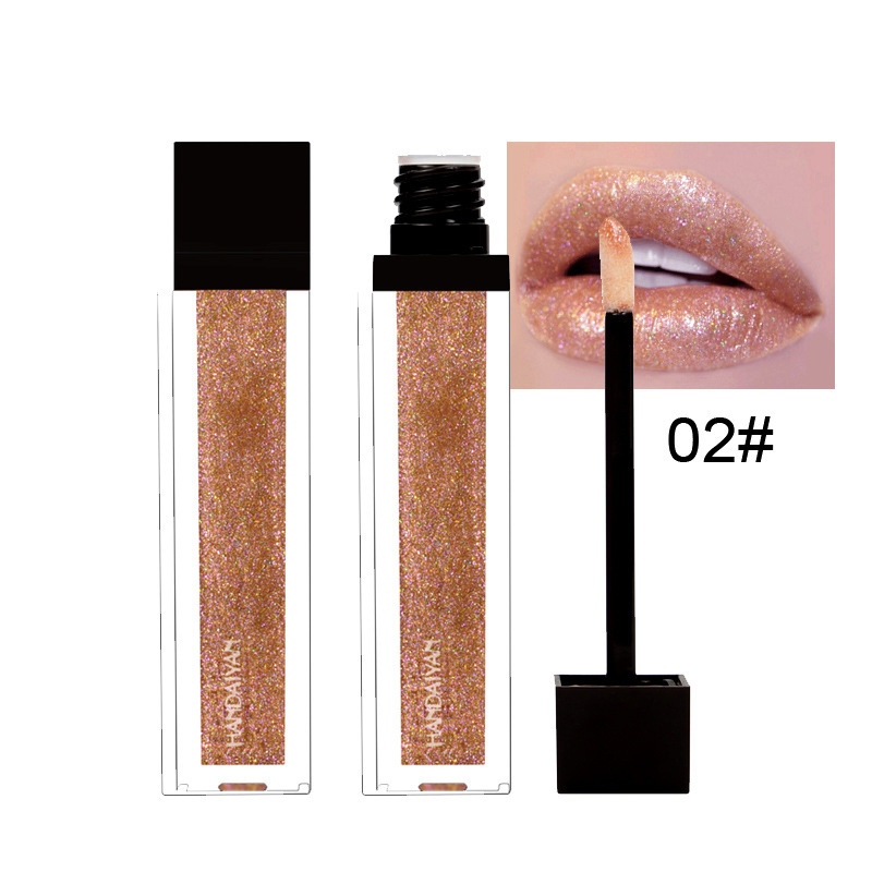 Glitter Shimmer Gloss Liquid Lipstick Waterproof Long Lasting Lip Gloss Metallic Cosmetics Matte Lipstick Gold Pink Lips Makeup