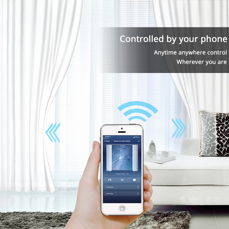 Wifi Smart Automatic Curtain Control System Smart life Motorized APP remote voice control Curtain motor track rail